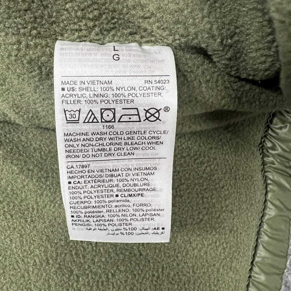 Old Navy Hooded Puffer Vest Womens Large Green Quilted‎ Fleece Lined About Thyme